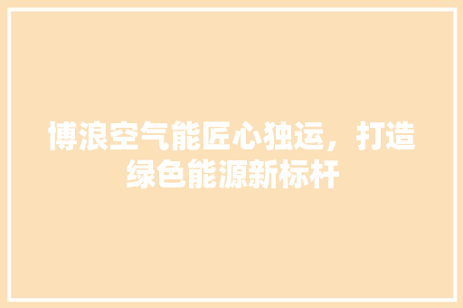 博浪空气能匠心独运，打造绿色能源新标杆 热水器