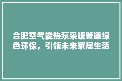 合肥空气能热泵采暖管道绿色环保，引领未来家居生活新风尚 翻新改色