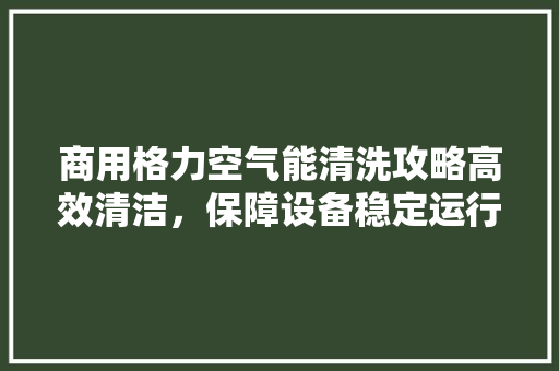 商用格力空气能清洗攻略高效清洁，保障设备稳定运行 装修设计