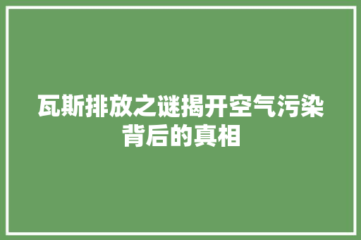瓦斯排放之谜揭开空气污染背后的真相 家具修理