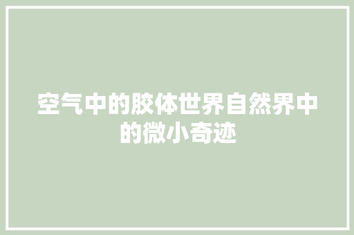 空气中的胶体世界自然界中的微小奇迹 热水器