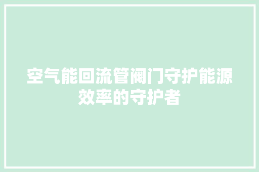 空气能回流管阀门守护能源效率的守护者 洗衣机