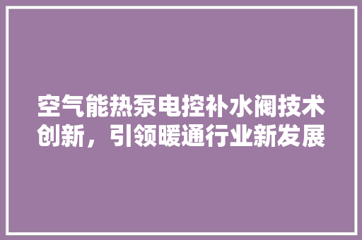 空气能热泵电控补水阀技术创新，引领暖通行业新发展 洁具维修