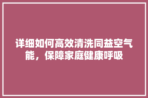 详细如何高效清洗同益空气能，保障家庭健康呼吸 灯具安装