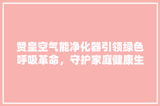 赞皇空气能净化器引领绿色呼吸革命，守护家庭健康生活 洗衣机
