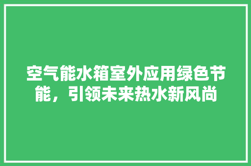 空气能水箱室外应用绿色节能，引领未来热水新风尚 清洁保养