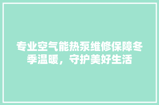专业空气能热泵维修保障冬季温暖，守护美好生活 热水器