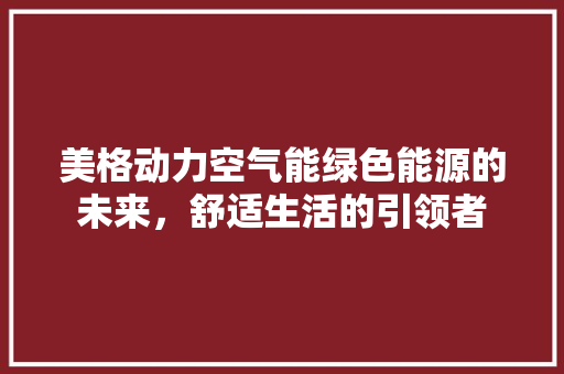 美格动力空气能绿色能源的未来，舒适生活的引领者 家居维修