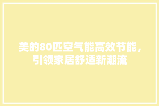 美的80匹空气能高效节能，引领家居舒适新潮流 空调