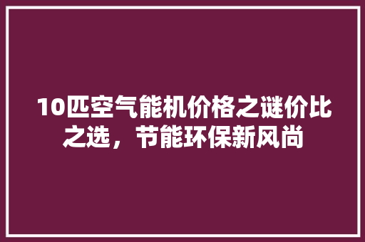 10匹空气能机价格之谜价比之选，节能环保新风尚 龙头管件