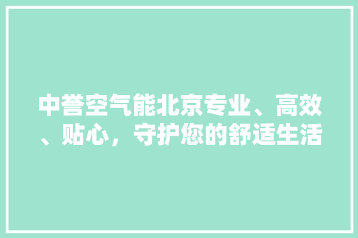 中誉空气能北京专业、高效、贴心，守护您的舒适生活 洁具维修