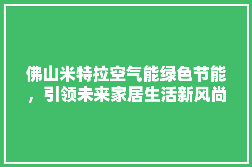 佛山米特拉空气能绿色节能，引领未来家居生活新风尚 水电维修