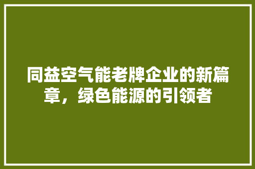 同益空气能老牌企业的新篇章，绿色能源的引领者 旧房改造