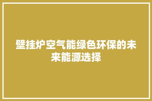壁挂炉空气能绿色环保的未来能源选择 冰箱