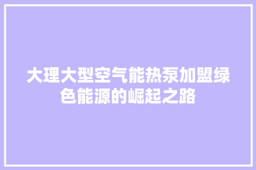 大理大型空气能热泵加盟绿色能源的崛起之路 旧房改造