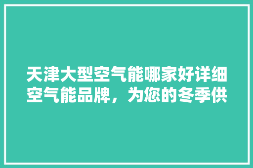 天津大型空气能哪家好详细空气能品牌，为您的冬季供暖保驾护航 洁具维修