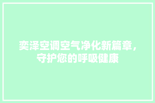 奕泽空调空气净化新篇章，守护您的呼吸健康 家电维护