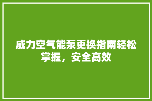 威力空气能泵更换指南轻松掌握，安全高效 家居维修