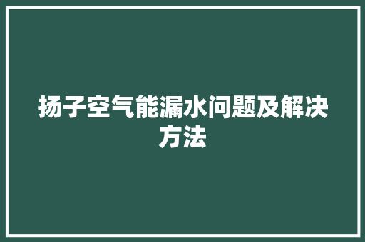 扬子空气能漏水问题及解决方法 洁具维修