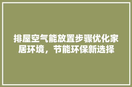 排屋空气能放置步骤优化家居环境，节能环保新选择 局部翻新