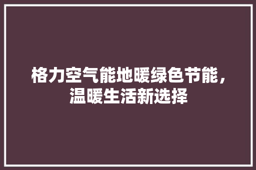 格力空气能地暖绿色节能，温暖生活新选择 热水器