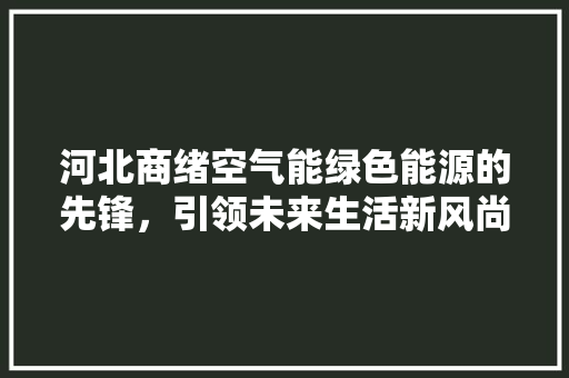 河北商绪空气能绿色能源的先锋，引领未来生活新风尚 家电维护