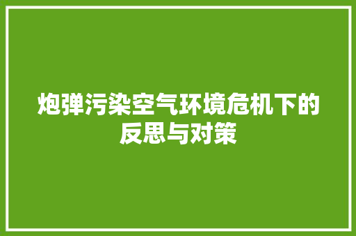 炮弹污染空气环境危机下的反思与对策 家居维修