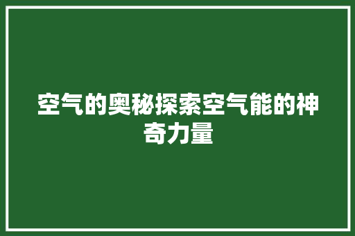 空气的奥秘探索空气能的神奇力量 家具修理