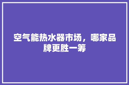 空气能热水器市场，哪家品牌更胜一筹 家电维护
