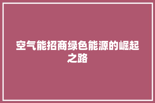 空气能招商绿色能源的崛起之路 灯具安装