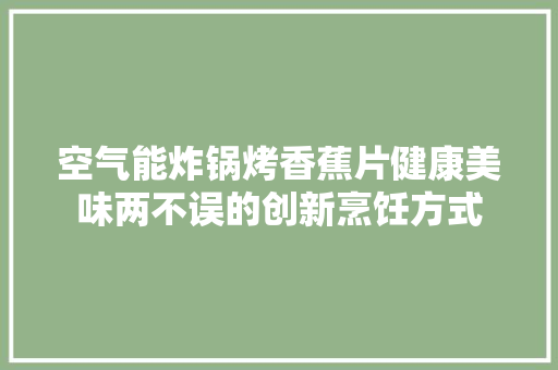 空气能炸锅烤香蕉片健康美味两不误的创新烹饪方式 装修设计
