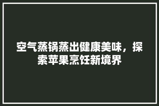 空气蒸锅蒸出健康美味，探索苹果烹饪新境界 龙头管件