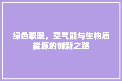 绿色取暖，空气能与生物质能源的创新之路 热水器