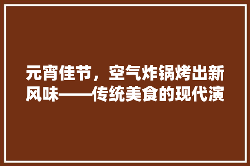 元宵佳节，空气炸锅烤出新风味——传统美食的现代演绎 家电维护