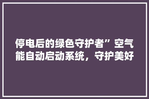 停电后的绿色守护者”空气能自动启动系统，守护美好生活 旧房改造