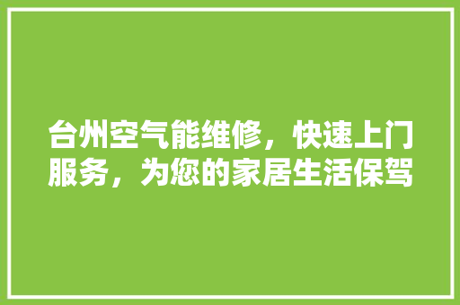 台州空气能维修，快速上门服务，为您的家居生活保驾护航 水电维修