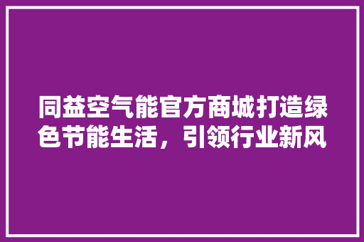 同益空气能官方商城打造绿色节能生活，引领行业新风尚 家居维修