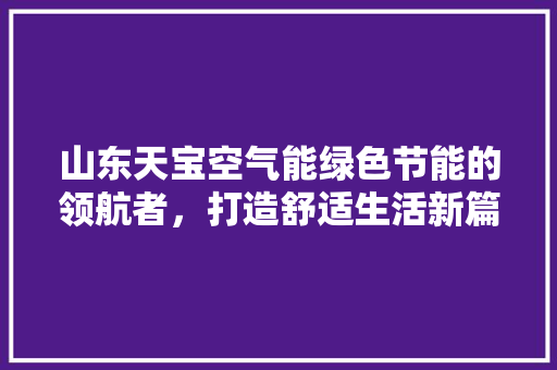 山东天宝空气能绿色节能的领航者，打造舒适生活新篇章 家具修理
