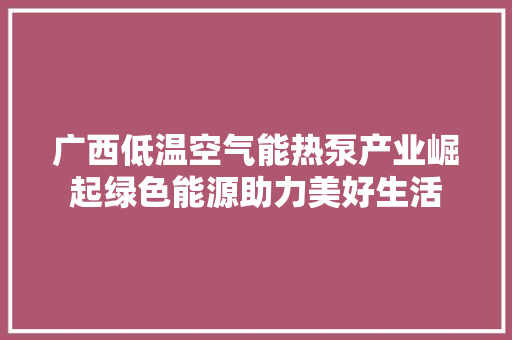 广西低温空气能热泵产业崛起绿色能源助力美好生活 清洁保养