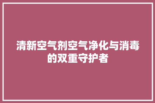 清新空气剂空气净化与消毒的双重守护者 热水器
