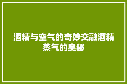酒精与空气的奇妙交融酒精蒸气的奥秘 装修设计