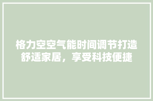 格力空空气能时间调节打造舒适家居，享受科技便捷 清洁保养