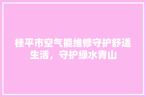 桂平市空气能维修守护舒适生活，守护绿水青山 家居维修