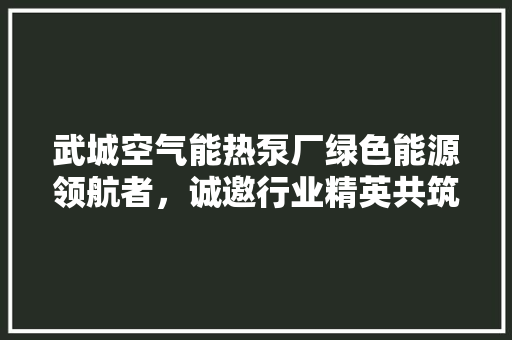 武城空气能热泵厂绿色能源领航者，诚邀行业精英共筑美好未来 装修设计