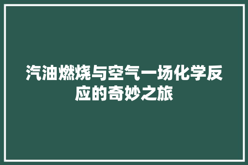 汽油燃烧与空气一场化学反应的奇妙之旅 家居维修