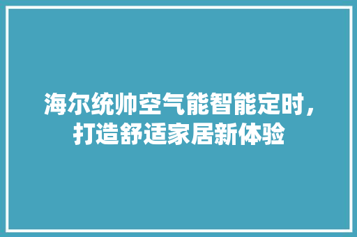 海尔统帅空气能智能定时，打造舒适家居新体验 旧房改造
