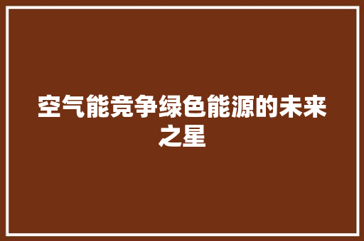 空气能竞争绿色能源的未来之星 水电维修