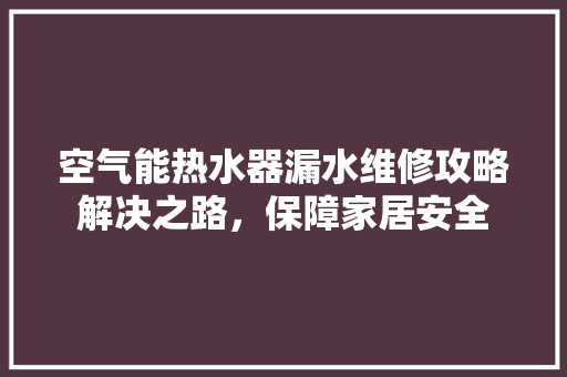 空气能热水器漏水维修攻略解决之路，保障家居安全 家居维修