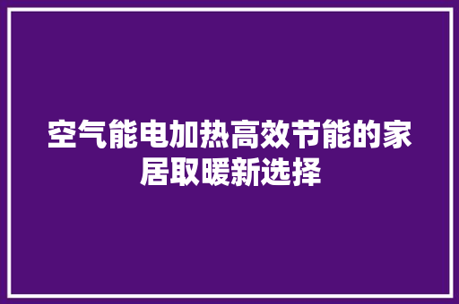 空气能电加热高效节能的家居取暖新选择 空调