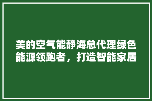 美的空气能静海总代理绿色能源领跑者，打造智能家居新生态 家电维护
